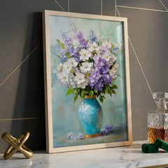 Pastel Floral Bouquet in Vase - Premium Glass Framed Wall Art