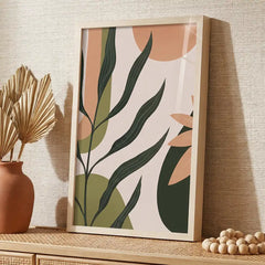 Earthy Boho Botanical Greenery - Premium Glass Framed Wall Art