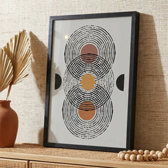 Modern Boho Celestial Line Art - Premium Glass Framed Wall Art