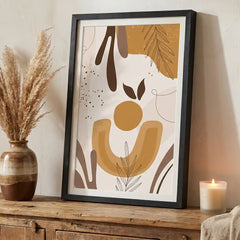 Warm Earthy Boho Botanical - Premium Glass Framed Wall Art