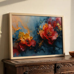 Vibrant Fluid Floral Abstract - Premium Glass Framed Wall Art