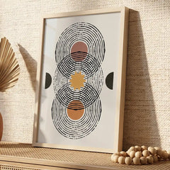 Modern Boho Celestial Line Art - Premium Glass Framed Wall Art
