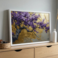 Royal Purple Blossom Tree - Premium Glass Framed Wall Art