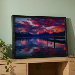 Twilight Reflections - Majestic Mountain & Lake Scenery (Premium Glass Frame)