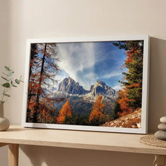Majestic Autumn Peaks - Alpine Mountain Scenery (Premium Glass Frame)