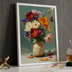Vibrant Floral Bouquet - Premium Glass Framed Wall Art