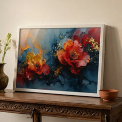 Vibrant Fluid Floral Abstract - Premium Glass Framed Wall Art