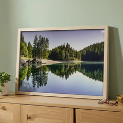 Alpine Reflection - Serene Forest Lake Scenery (Premium Glass Frame)