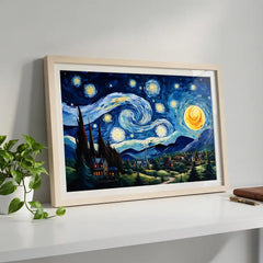 Midnight Symphony - Van Gogh Inspired Starry Night (Premium Glass Frame)