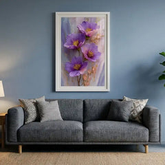 Amethyst Purple Floral & Crystal - Premium Glass Framed Wall Art