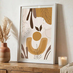Warm Earthy Boho Botanical - Premium Glass Framed Wall Art