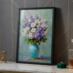 Pastel Floral Bouquet in Vase - Premium Glass Framed Wall Art