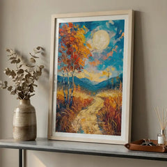 Moonlit Autumn - Dreamy Landscape Art (Premium Glass Frame)