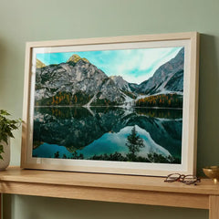 Mirror of the Mountains - Serene Lake Scenery (Premium Glass Frame)