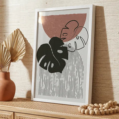Modern Boho Monstera Leaf - Premium Glass Framed Wall Art