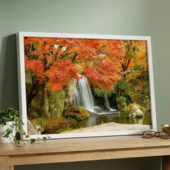 Autumn Cascades - Vibrant Waterfall Scenery (Premium Glass Frame)