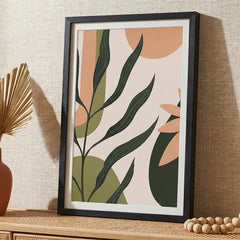 Earthy Boho Botanical Greenery - Premium Glass Framed Wall Art