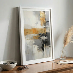 Golden Horizon - Vertical Abstract Art (Premium Glass Frame)
