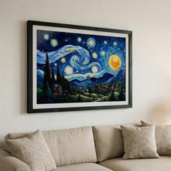 Midnight Symphony - Van Gogh Inspired Starry Night (Premium Glass Frame)
