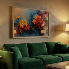 Vibrant Fluid Floral Abstract - Premium Glass Framed Wall Art