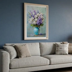 Pastel Floral Bouquet in Vase - Premium Glass Framed Wall Art