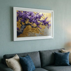 Royal Purple Blossom Tree - Premium Glass Framed Wall Art