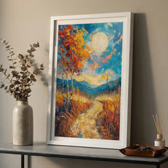 Moonlit Autumn - Dreamy Landscape Art (Premium Glass Frame)