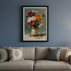 Vibrant Floral Bouquet - Premium Glass Framed Wall Art