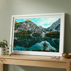 Mirror of the Mountains - Serene Lake Scenery (Premium Glass Frame)