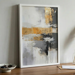 Golden Horizon - Vertical Abstract Art (Premium Glass Frame)