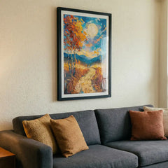 Moonlit Autumn - Dreamy Landscape Art (Premium Glass Frame)