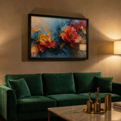Vibrant Fluid Floral Abstract - Premium Glass Framed Wall Art