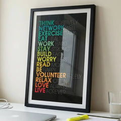 The Rules of Life - Colorful Motivational Typography (Premium Glass Frame)