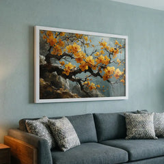 Yellow Blossom Branch Art (Premium Glass Frame)