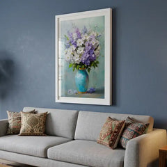 Pastel Floral Bouquet in Vase - Premium Glass Framed Wall Art