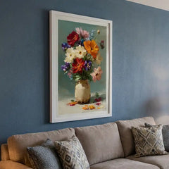 Vibrant Floral Bouquet - Premium Glass Framed Wall Art