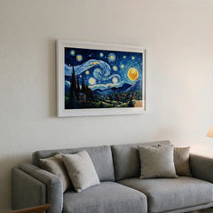 Midnight Symphony - Van Gogh Inspired Starry Night (Premium Glass Frame)