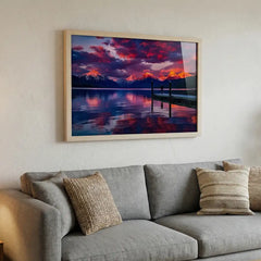 Twilight Reflections - Majestic Mountain & Lake Scenery (Premium Glass Frame)