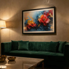 Vibrant Fluid Floral Abstract - Premium Glass Framed Wall Art