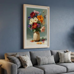 Vibrant Floral Bouquet - Premium Glass Framed Wall Art