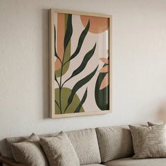 Earthy Boho Botanical Greenery - Premium Glass Framed Wall Art