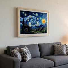 Midnight Symphony - Van Gogh Inspired Starry Night (Premium Glass Frame)