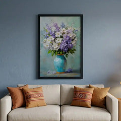 Pastel Floral Bouquet in Vase - Premium Glass Framed Wall Art