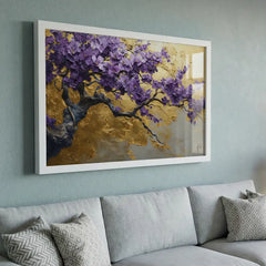 Royal Purple Blossom Tree - Premium Glass Framed Wall Art