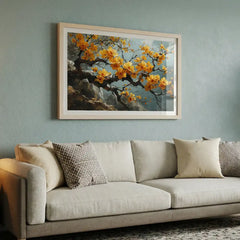 Yellow Blossom Branch Art (Premium Glass Frame)