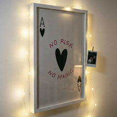 No Risk No Magic - Minimalist Ace Card Quote (Premium Glass Frame)