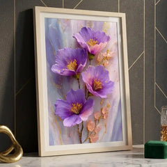 Amethyst Purple Floral & Crystal - Premium Glass Framed Wall Art